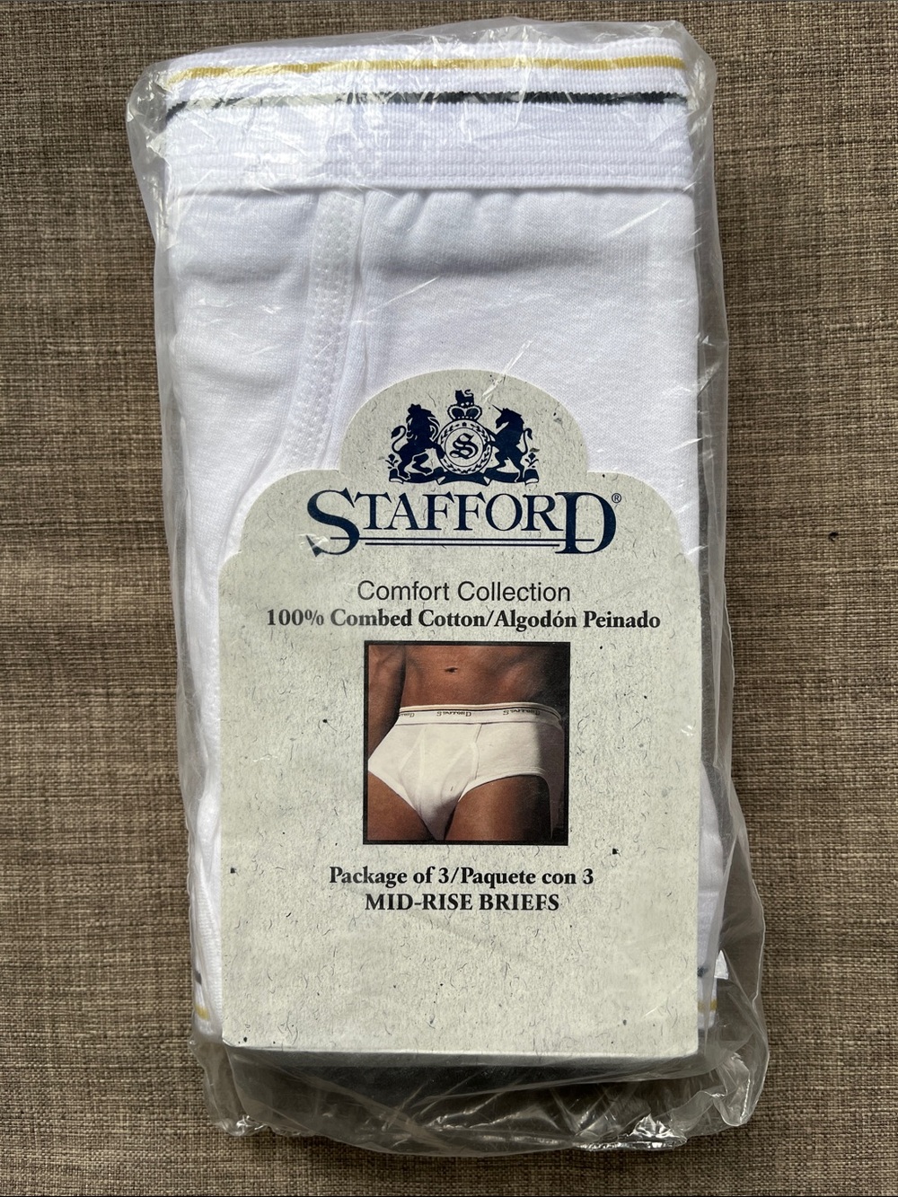 Vintage Stafford Comfort 100% Cotton Mid-Rise Briefs Underwear 3 Pack XL 40-42